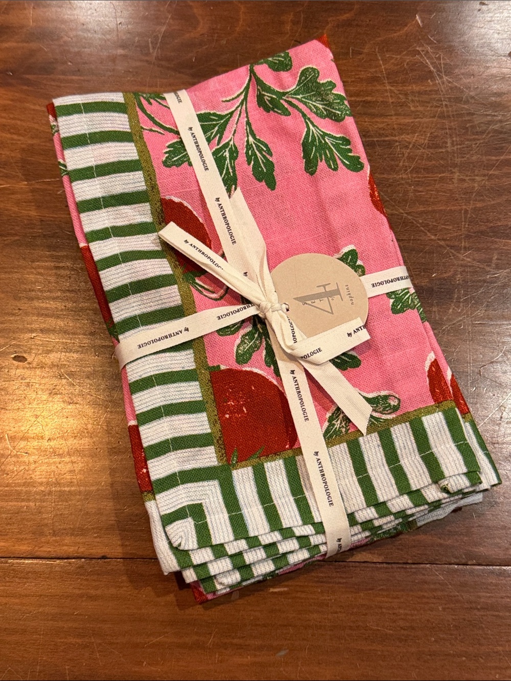 NWT Anthropologie Luca Fruit Strawberry Napkins Set of 4 100% Cotton 18” NEW